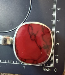 VTG ATI Mexico 925 Sterling Silver Pendant Large 4.5×3.5cm Red Stone collectible