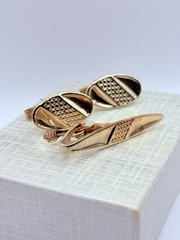 Vintage Swank Mid-Century Gold-tone Cufflinks and Tie Bar Set in Orininal Box