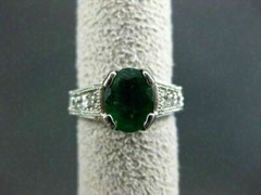 ESTATE 2.18CT DIAMOND & AAA COLOMBIAN EMERALD 14KT WHITE GOLD 3D ENGAGEMENT RING