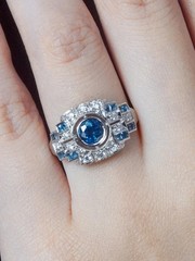 2.10Ct Art Deco Style Lab Created Topaz & Diamond Wedding 14k White Gold FN Ring