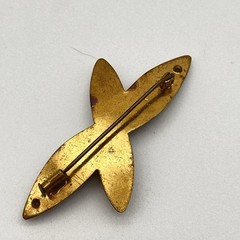 Vintage Bow Brooch Gold Tone Rhinestone Trombone Clasp AS IS 2.5″
