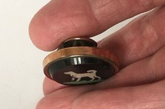 Victorian Glass and Enamel Dog Stud Button