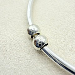 Vintage Sterling Silver Ball Stopper Slide On Bead Charms 2 Total for Bracelet
