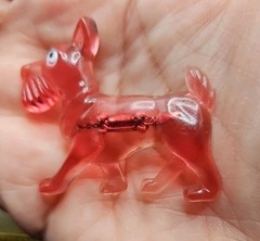 Vintage Pink Celluloid Lucite 1940s 1950s Retro MCM Scottie Dog Brooch Pin