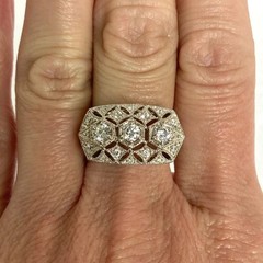 Art Deco 1.50Ct Lab Created Diamond Vintage Milgrain Engagement 14K Gold FN Ring