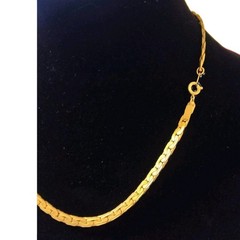 Vintage Gold-Filled Curb Chain Necklace 18 in Spring Ring Closure No Stone