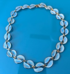 DAVID ANDERSEN Norway BLUE ENAMEL 925 Sterling Silver Necklace 15 in Choker Vtg