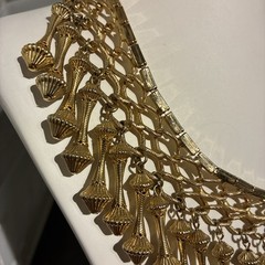 VTG CLEOPATRA EGYPTIAN REVIVAL FRINGE TASSEL BIB COLLAR NECKLACE GOLD TONE 16”