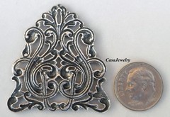 #2156 ANTIQUED .925 STERLING SILVER PLATED OPEN FILIGREE COMPONENT- 1 Pc