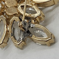 2.5″ Vintage Clear Navettes and AB Rhinestone Brooch Floral