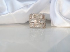 Sterling Silver 925 Large Baguette Gemstone Chunky Statement Band Ring Size 6