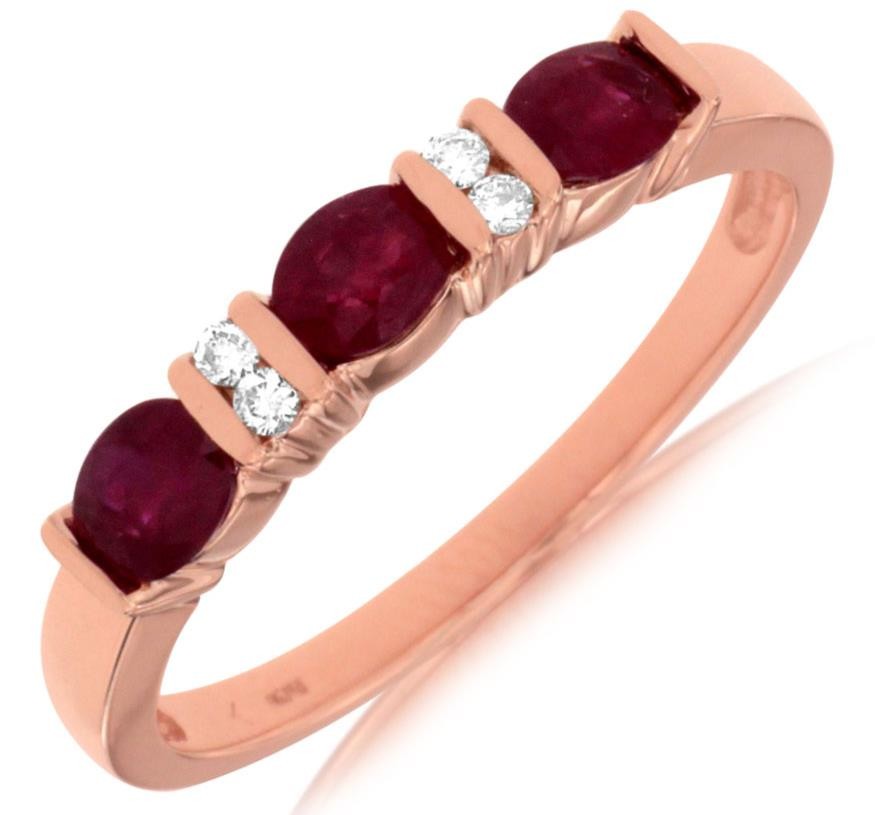 .65CT DIAMOND & AAA RUBY 14KT ROSE GOLD 3D OVAL & ROUND CHANNEL 7 STONE FUN RING