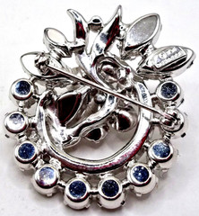 Vintage Signed Eisenberg Ice Rhodium-Plated Sparkling Rhinestone Floral Brooch