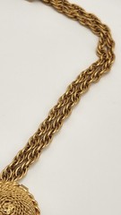 Vintage Gold Tone Lariat Necklace Adjustable Slider Bead Tassel Drop Statement