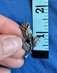 Vintage cast pewter Solitary Rose Pin