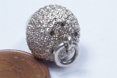 ANTIQUE SILVER ACORN SHAPED POMANDER CHARM / FOB / PENDANT c1900