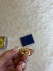 Vintage 1970s Goldtone Heart Rhinestones 1.2″ Brooch Mother’s Day/birthday