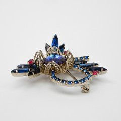 Juliana Delizza Elster Brooch Rivoli Margarita Blue Crystal Rhinestone Brooch