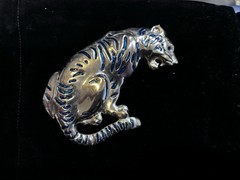 Vintage Silver Tiger Brooch