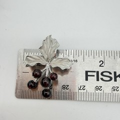 Vtg QVC ROSS SIMONS Holly Berry Garnet Pendant Brooch Pin