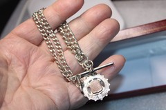 Silver & Gold Fob Curb Link Chain/Necklace – AHS – Chester – 1900 / 1914