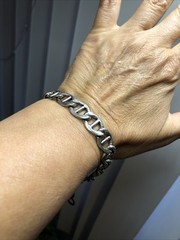 37. CATHERINE POPESCO Silver tone Anchor Mariner Chain Link Bracelet 30g, 8″+1″
