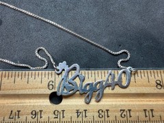 4.50g Vintage Sterling Silver 925 Bigg40 Script Pendant Chain Necklace 21 in M