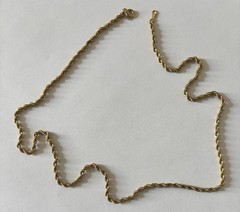 Gold Tone Rope Chain Necklace 24” Unmarked Vintage Style Spring Ring Clasp