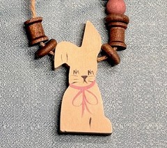 Vintage 90s Easter Bunny Wooden Handmade Necklace Easter Eggs Village Collect