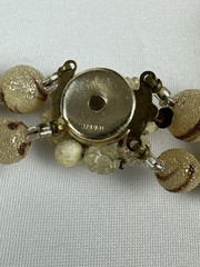 Vintage Japan Double Strand Beaded Necklace Ivory Lucite Cluster Clasp