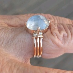 Victorian 10K Rose Gold Ring With Blue Moonstone Sz 8.5