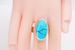 Vintage Mexico Sterling Silver 925 Turquoise Ring Size 8