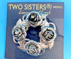 Two Sisters Medici Lauren & Leah Jewelry Designs Wreath Brooch Silver-Tone VTG