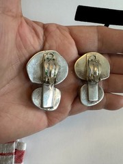 Rebecca Collins Sterling Silver Bunny Rabbit Clip-On Bone Amethyst Earrings