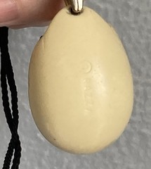 Vintage Chick in Egg Necklace Pendant Black Cord Signed Luke Razza Resin Figural