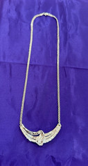 Vintage CU Rhodium Plated Statement Necklace with 1/2 CT Lab Created Diamonds