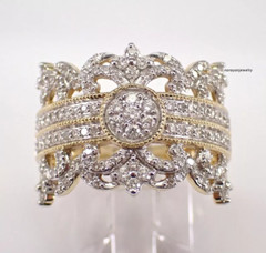 1.50Ct Round Cut Real Moissanite Cocktail Engagement Ring 14K Yellow Gold Plated