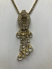 Rhinestone Necklace Crystal Waterfall VTG Beaded Statement 1960s 15.5in Stunning