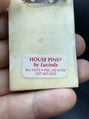 Vintage House Pins By Lucinda Pink Home Rainbow Pink Sparkle Brooch Made In USA