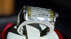 14k w/gold sz 10 ring 1.75ct natural & treated diamond invisible set 15.5gr C-73
