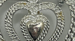 Vintage Gerry’s Silver Tone Textured Triple Heart Brooch Some Wear See Photos