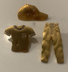 Three Vintage Gold Tone Lady Remington Pins By Jonette Jewelry Hat Shirt Pants