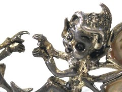 VINTAGE CYVRA PIXIE FAIRY NYMPH SCREW BACK 925 STERLING SILVER ABALONE EARRINGS
