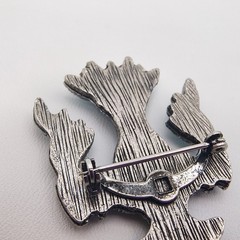 Vintage Thunderbird Brooch Silver Tone Faux Turquoise Southwestern Zuni Style