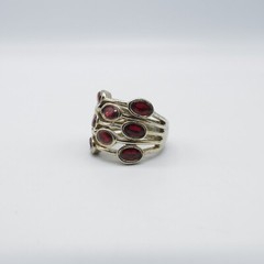 Vintage Red Statement Ring Size 7 to 8.5 Expandable Gold Tone