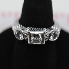 Triple Gemstone Ring Sterling Silver