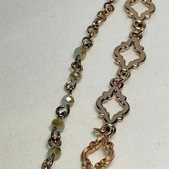 VINTAGE 1945 28 in Necklace Polished Pendant Triple Strand Gold-Tone Rhinestone