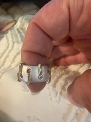 Vintage 925 ICE Sterling Silver Wide Ring Gold Tone Accents CZ Flush Set Si