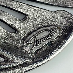 TONA Vintage Silver Tone Round Large Pin Brooch Moon Face