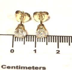14k yellow gold 1.00ct I2 I round diamond stud earrings 1.5g screw backs estate